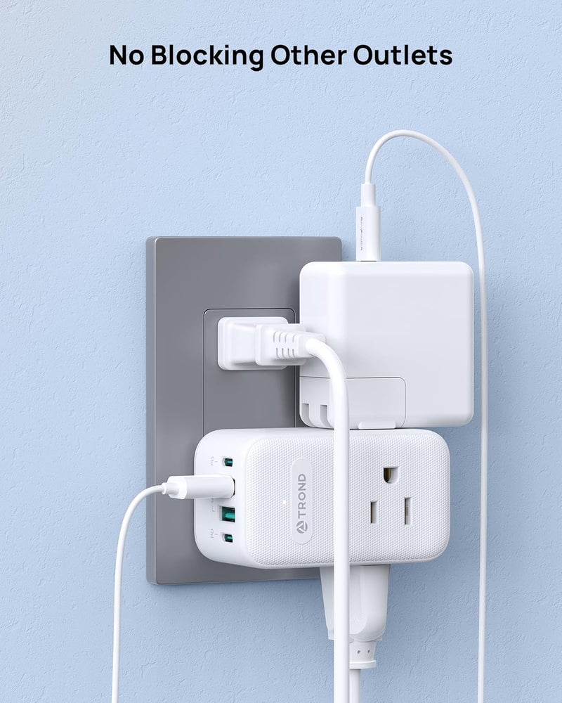 TROND 2 Prong to 3 Prong Outlet Adapter with 360 Rotating Plug, 3 AC Power Splitter with 2 USB C PD20W, Travel Plug Adapter for US to Japan, Wall Outlet Extender for Old House Travel Essentials - Image 5